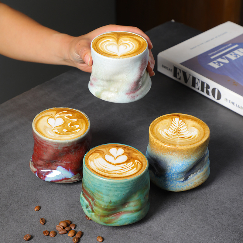 Coffee Tea Latte - Керамические чашки для эспрессо, винтажные плиссированные